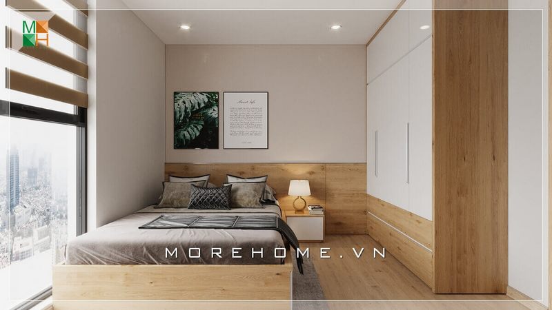 Các tranh canvas với họa tiết không quá phức tạp và rộng rãi sẽ tạo nên một không gian tươi mát cho căn phòng ngủ.