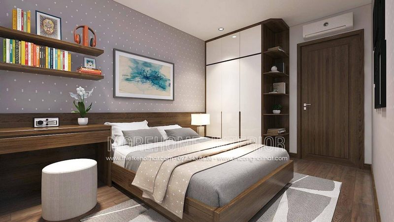 Tủ áo gỗ An Cường mang lại sự kết hợp của hai màu tôn để tạo nên một điểm nhấn cho phòng ngủ hiện đại.